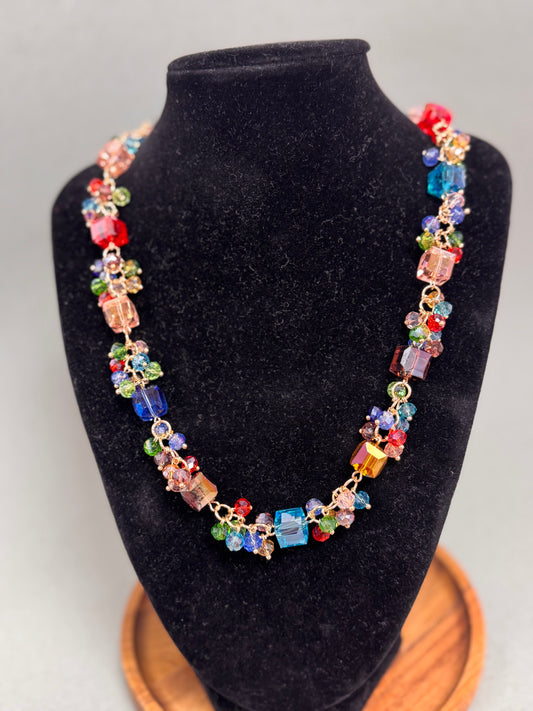 Multi Colored Crystal Dangle Necklace