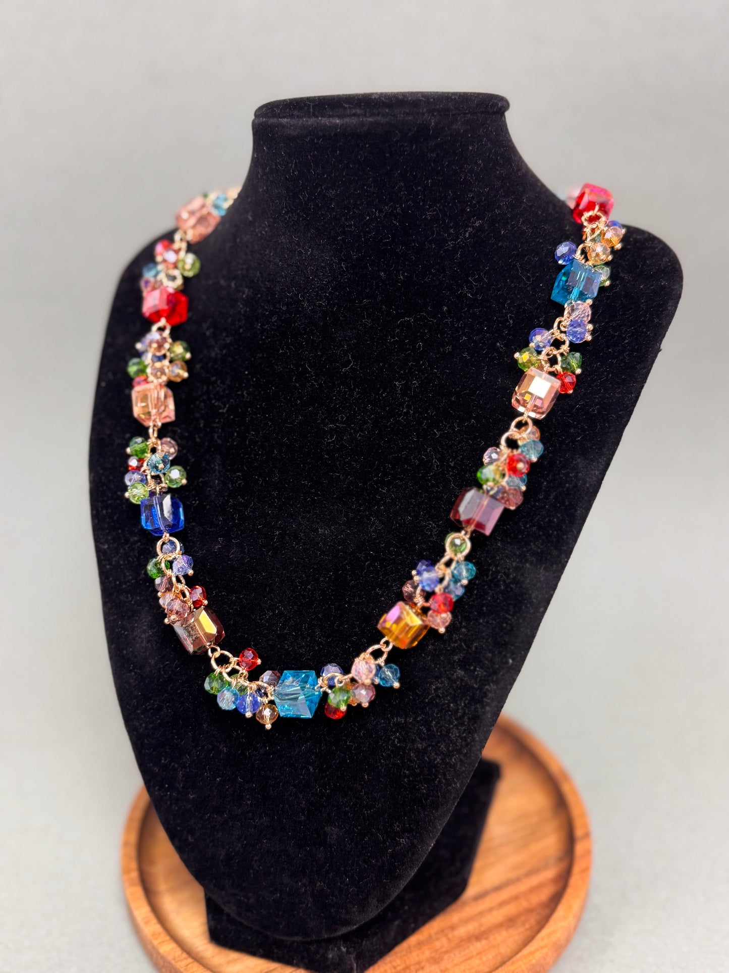 Multi Colored Crystal Dangle Necklace