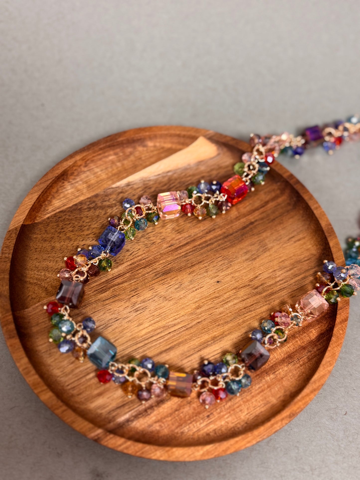 Multi Colored Crystal Dangle Necklace