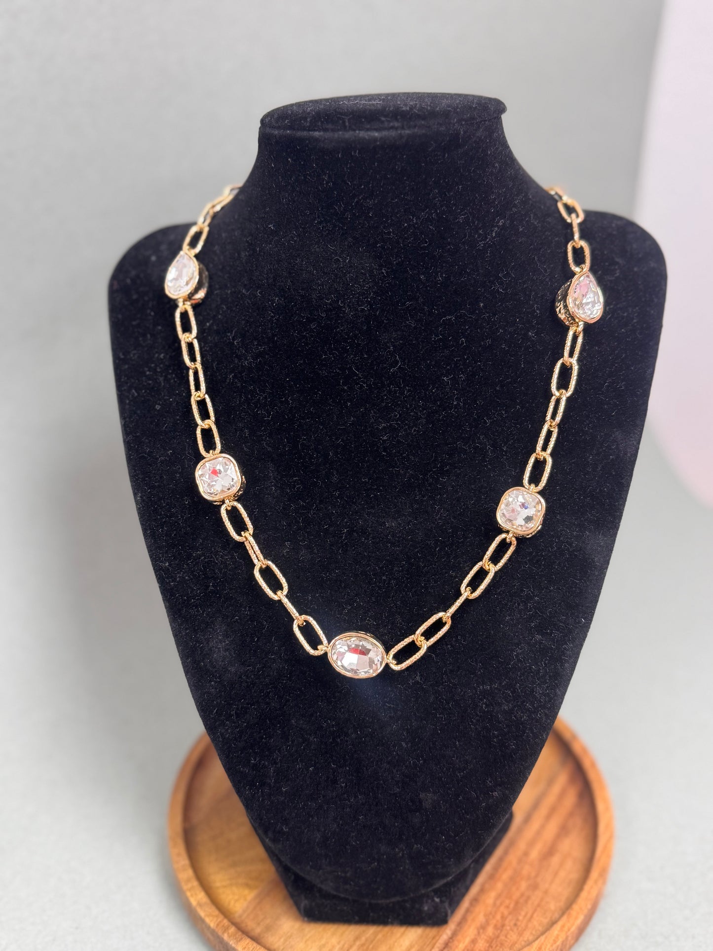 Gold and Clear Crystal Necklace