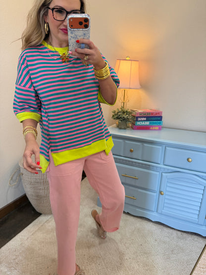 Oversized Stripe Casual Knit Top