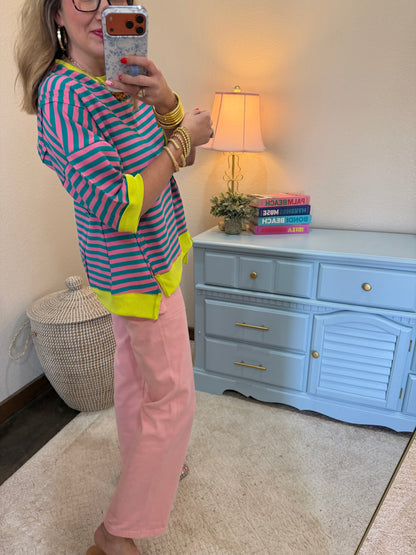 Oversized Stripe Casual Knit Top