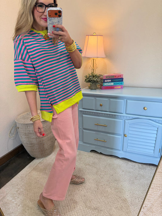 Oversized Stripe Casual Knit Top