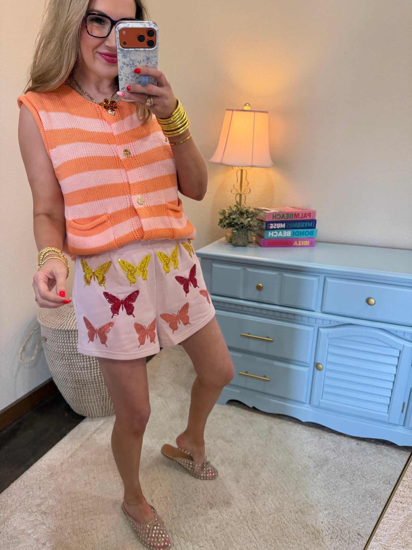 Mango Stripe Button Down Knit Sweater Top