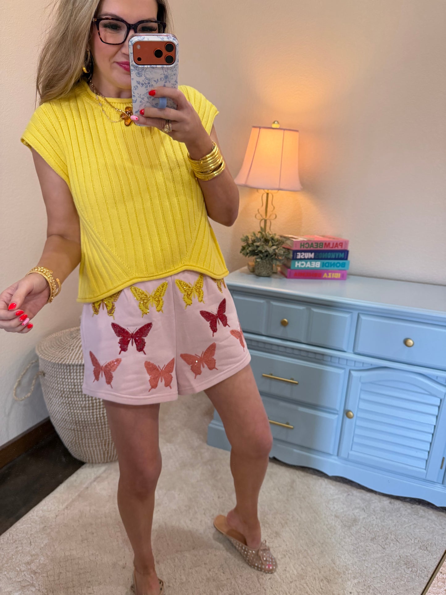 Yellow Ribbed Cap Sleeve Asymmetrical Sweater Top