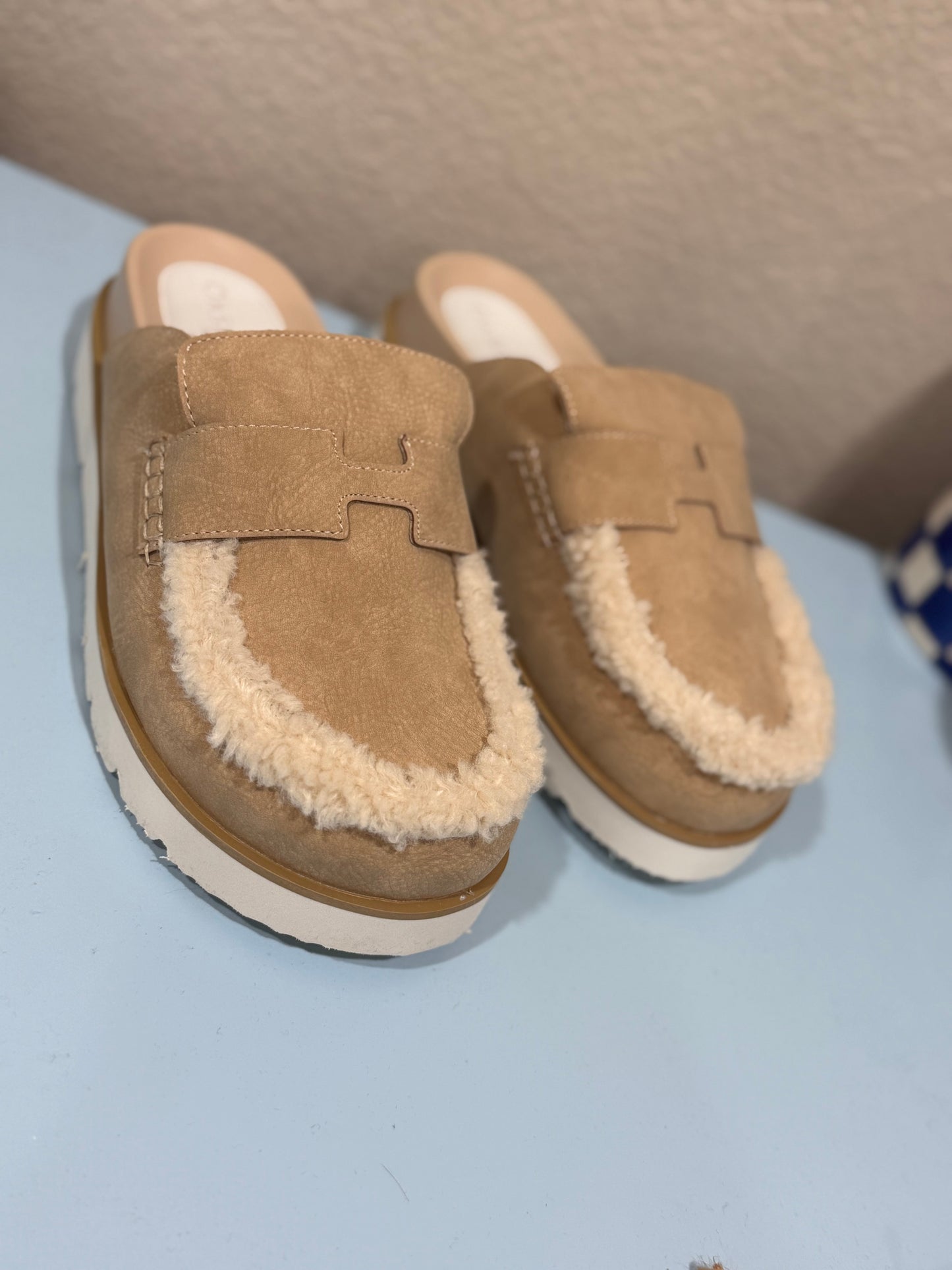 Avalon Suede Shearling Mules