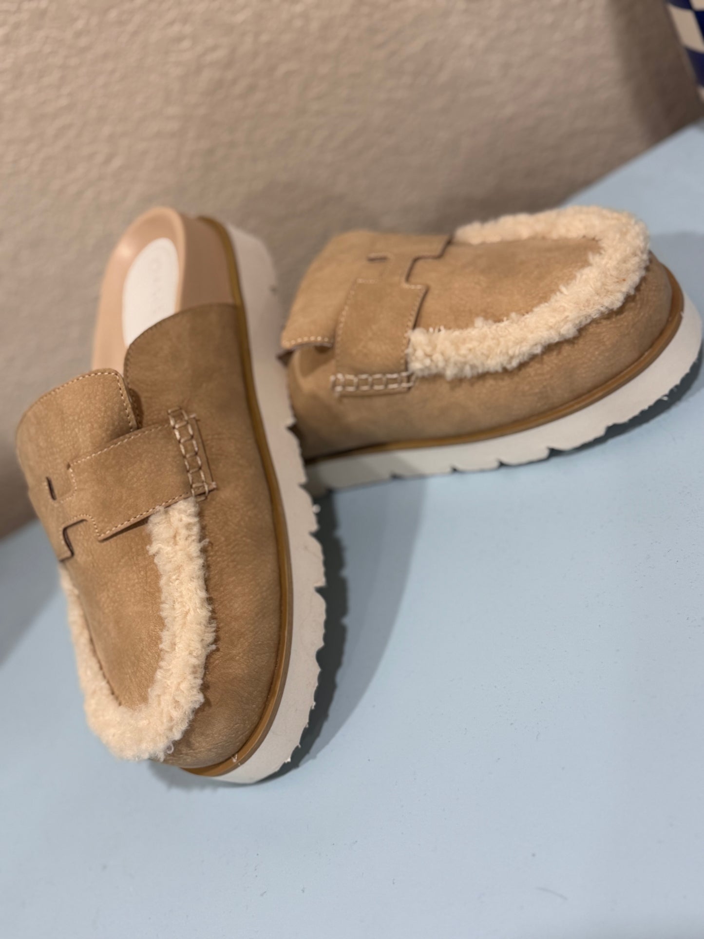 Avalon Suede Shearling Mules