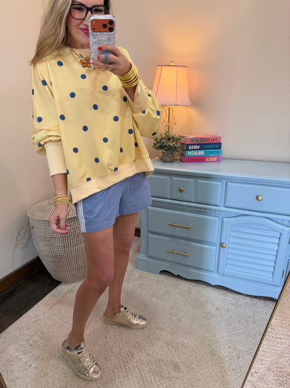 Blue Checkered Side Stripe Shorts