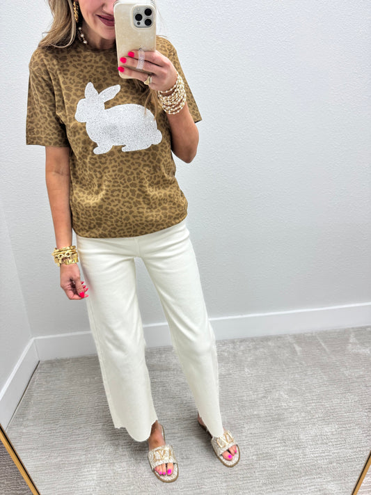 Hand Stitched Easter Bunny Leopard Short Sleeve FS