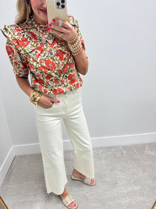 Cream White Straight Leg Jean