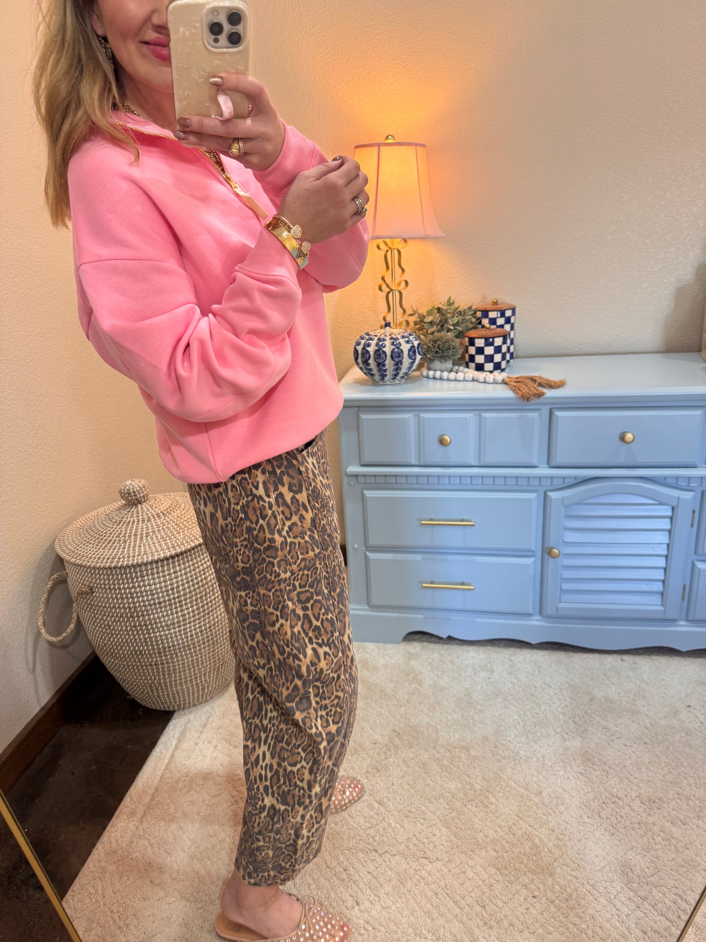 Dark Pink Fleece Half Zip Sweatshirt