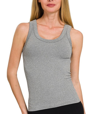 Gray Seamless Reversible Ribbed Tank