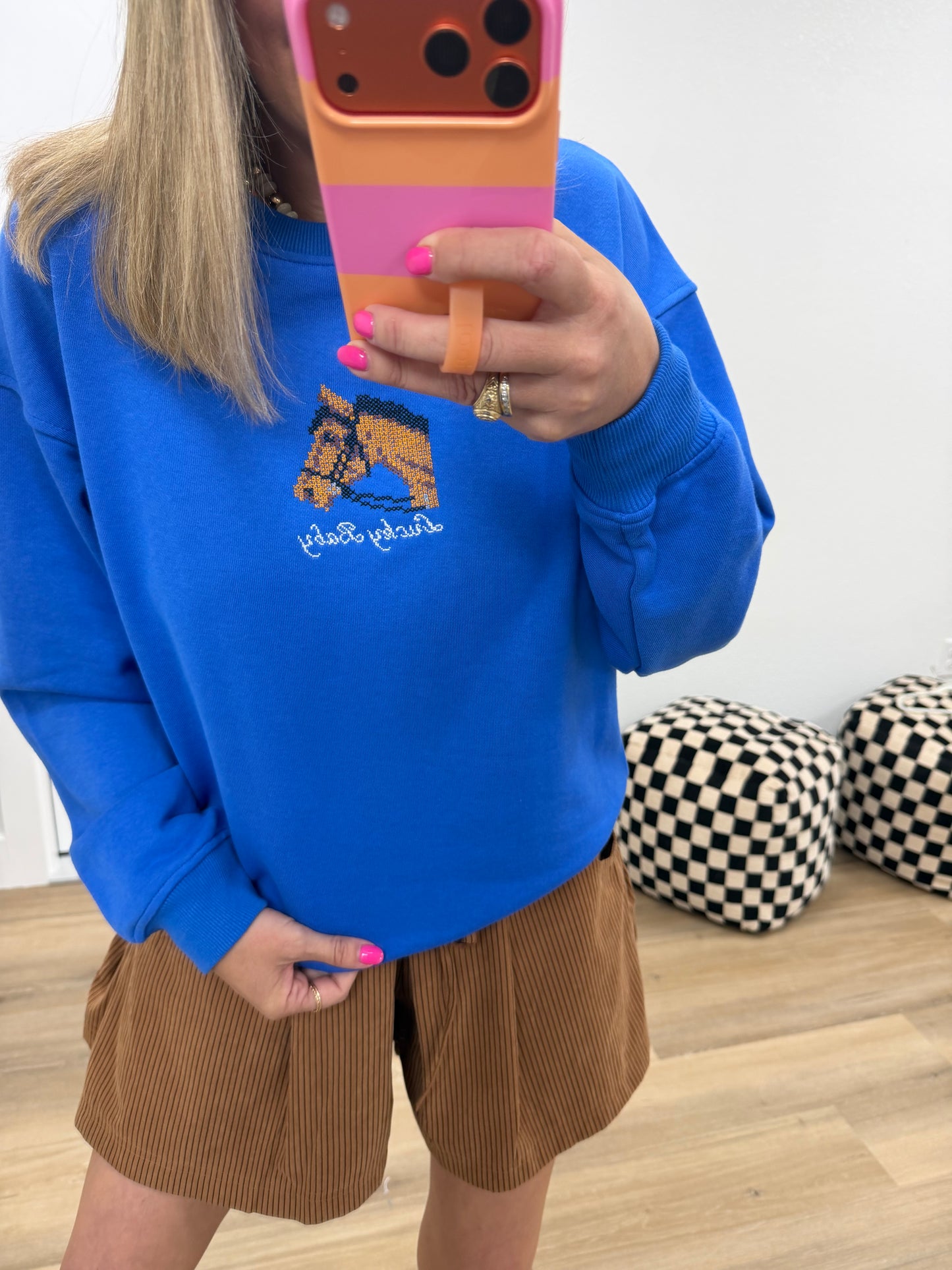 Lucky Baby Horse Graphic Crewneck Sweatshirt