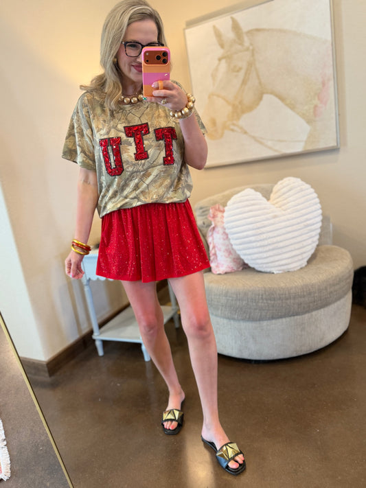 Queen of Sparkles Licensed Texas Tech Camo Tee