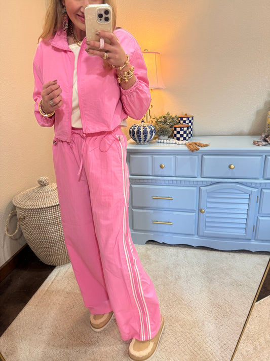 Pink Two Piece Windbreaker Set