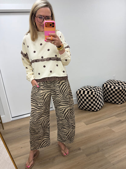 Ivory & Brown Polka Dot Long Sleeve