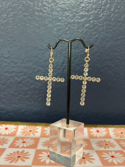 Crystal Cross Earring (Gold and Silver)