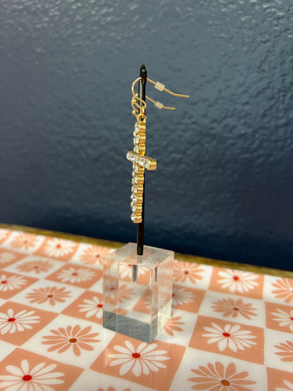 Crystal Cross Earring (Gold and Silver)