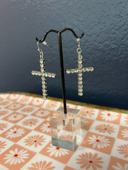Crystal Cross Earring (Gold and Silver)