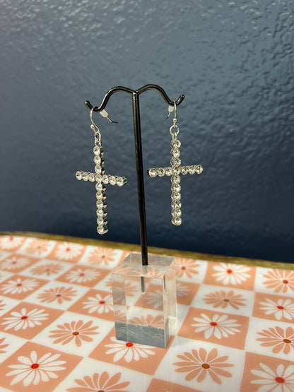 Crystal Cross Earring (Gold and Silver)