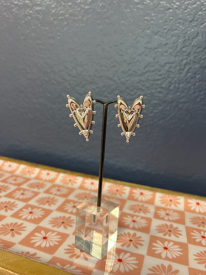 Studded Heart Earrings (Gold & Silver)