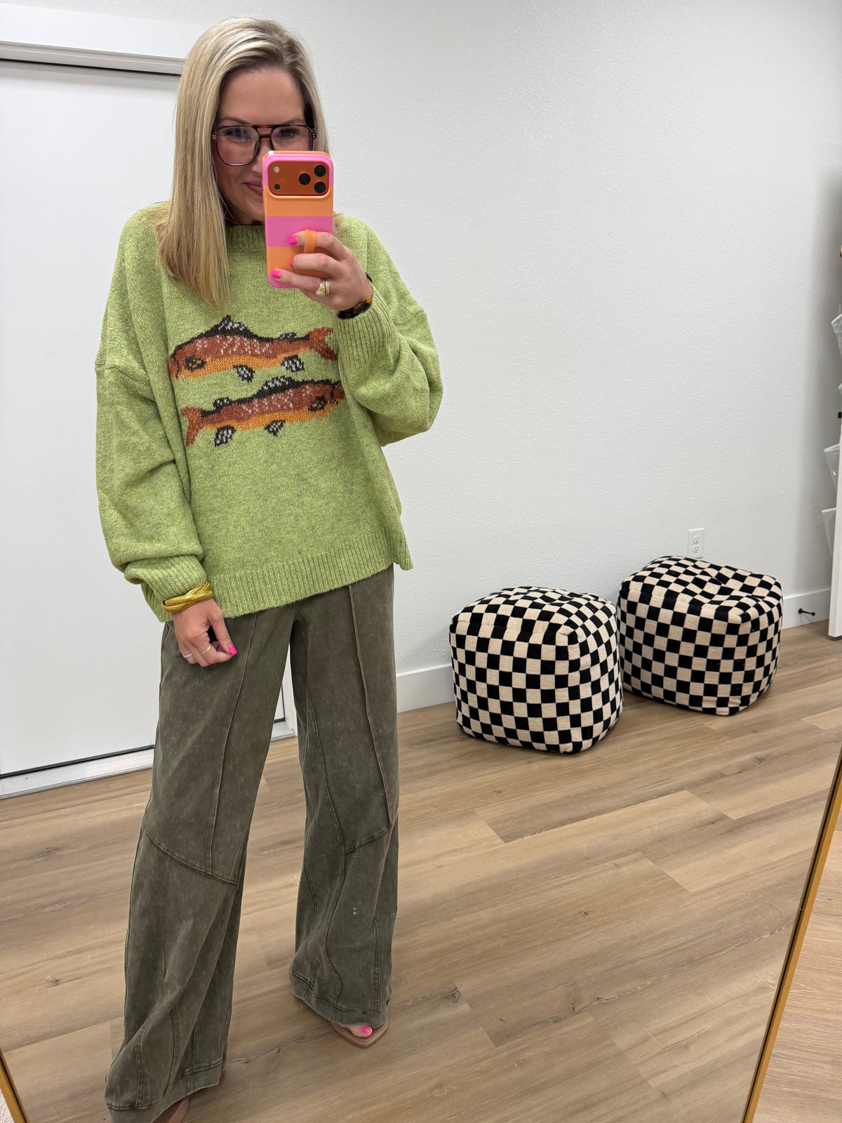Olive Mineral-Wash French Terry Drawstring Barrel Pants