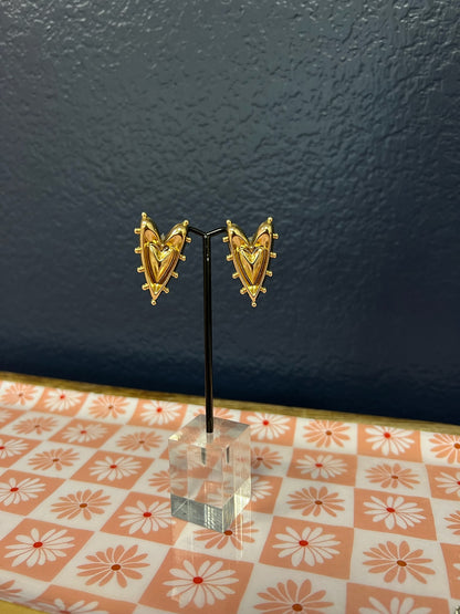 Studded Heart Earrings (Gold & Silver)
