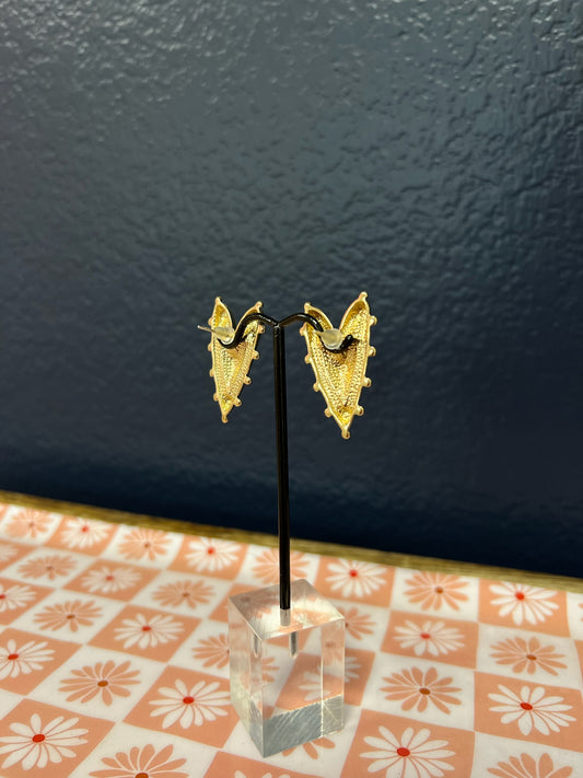 Studded Heart Earrings (Gold & Silver)
