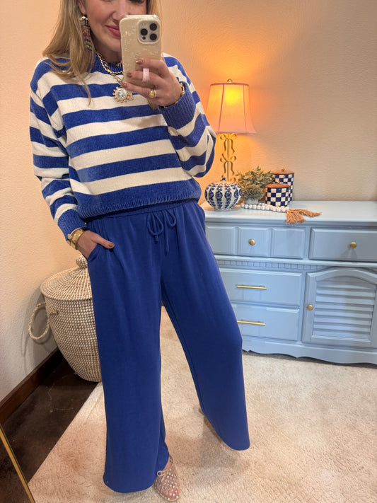 Cobalt & Cream Striped Sweater