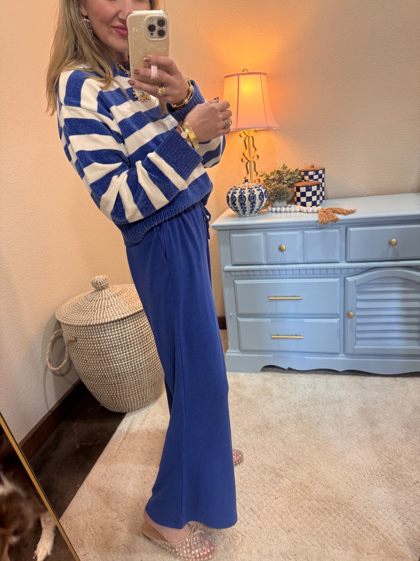 Cobalt & Cream Striped Sweater