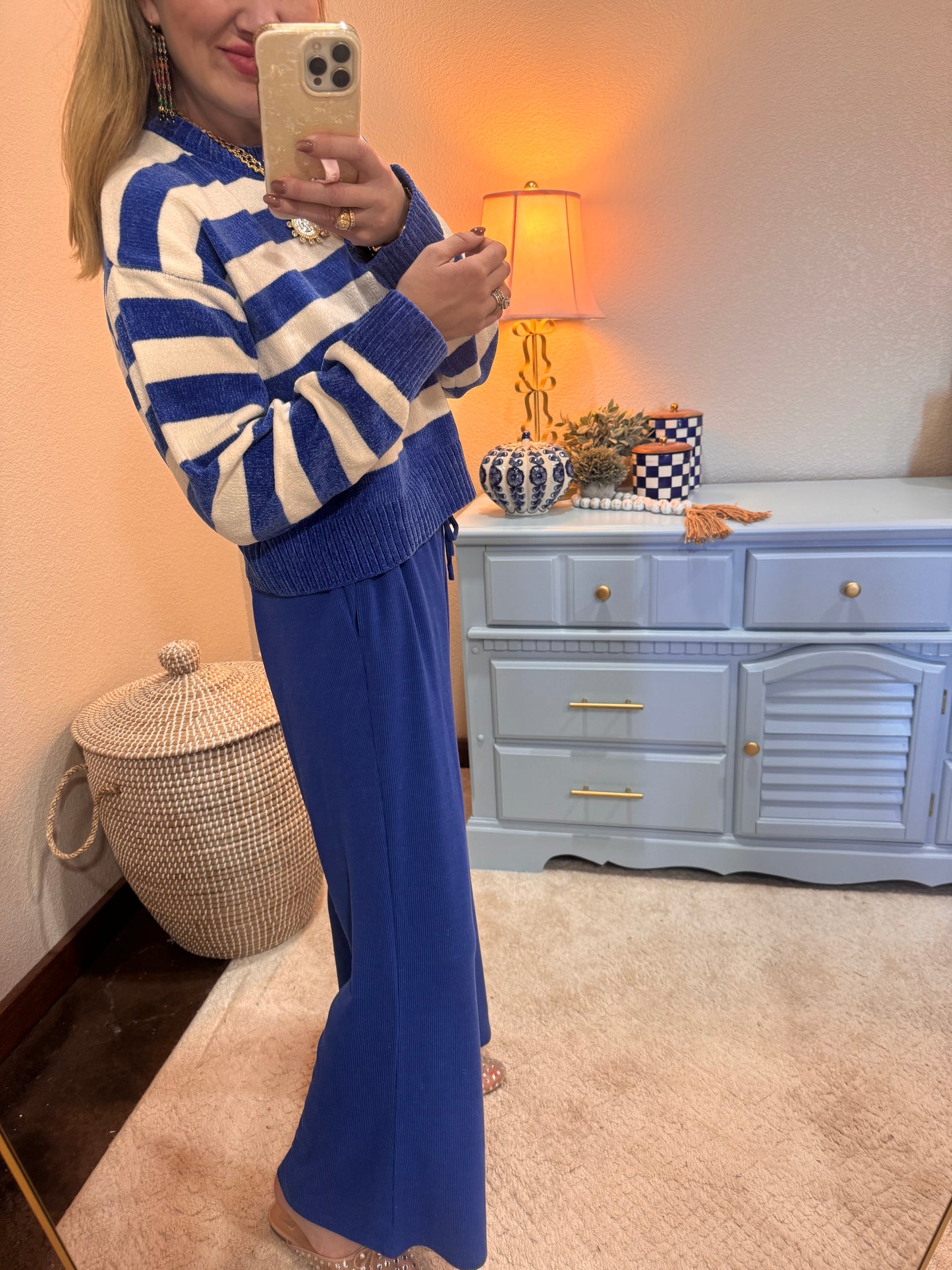 Cobalt & Cream Striped Sweater
