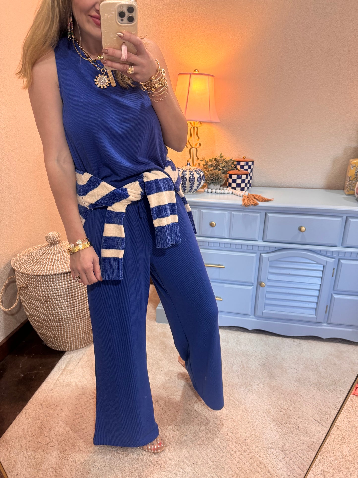 Cobalt & Cream Striped Sweater