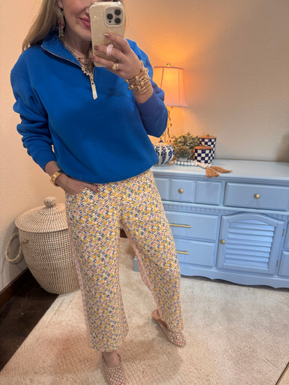 Cobalt Fleece Half Zip Sweatshirt