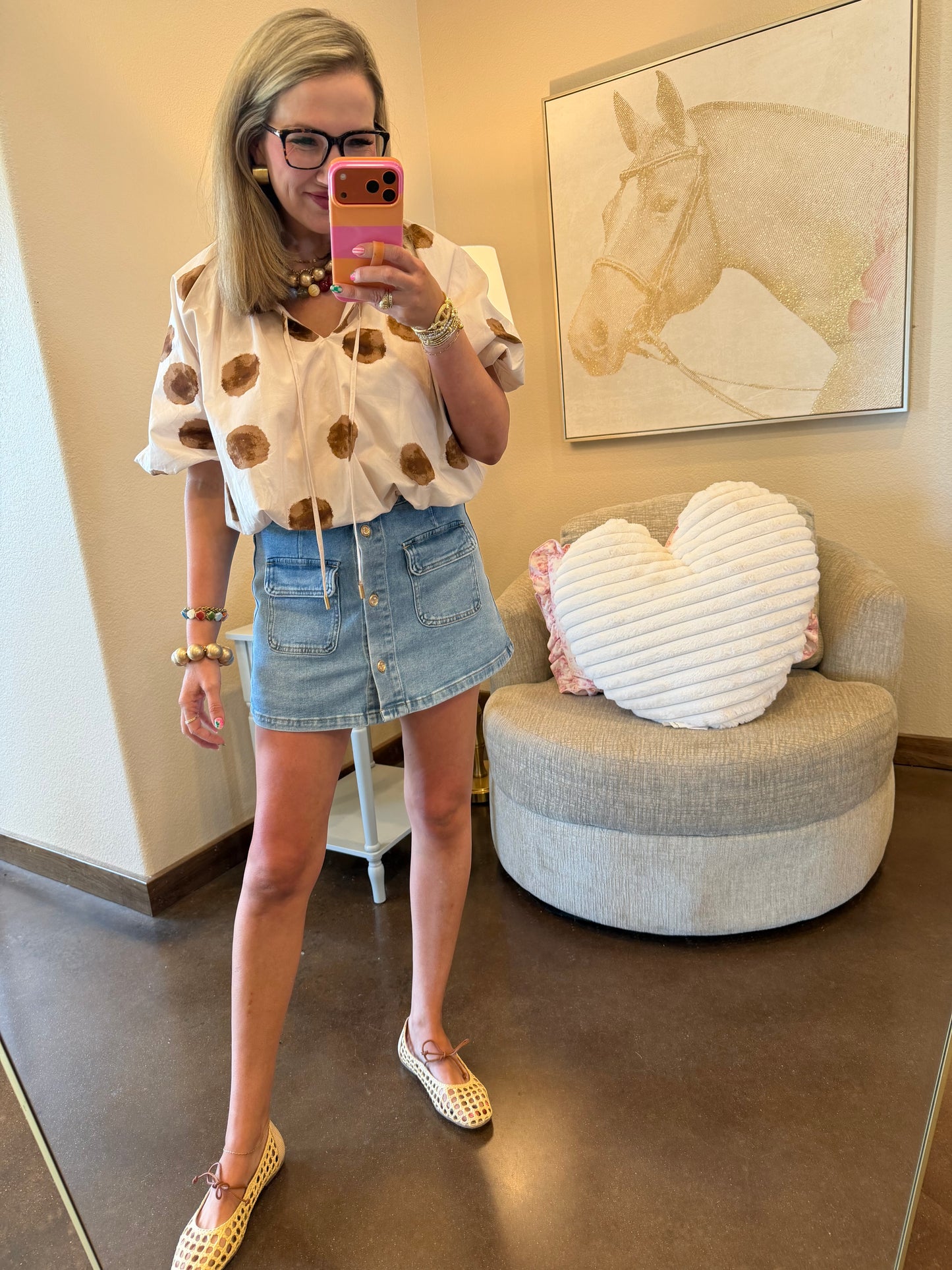 Bayeas Medium Gold Button Up Skort