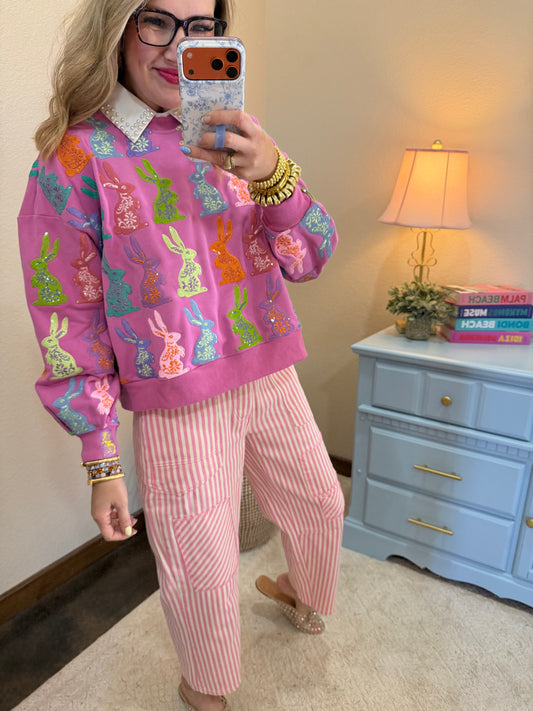 Queen of Sparkles Purple Multi Easter Bunny Sweatshirt