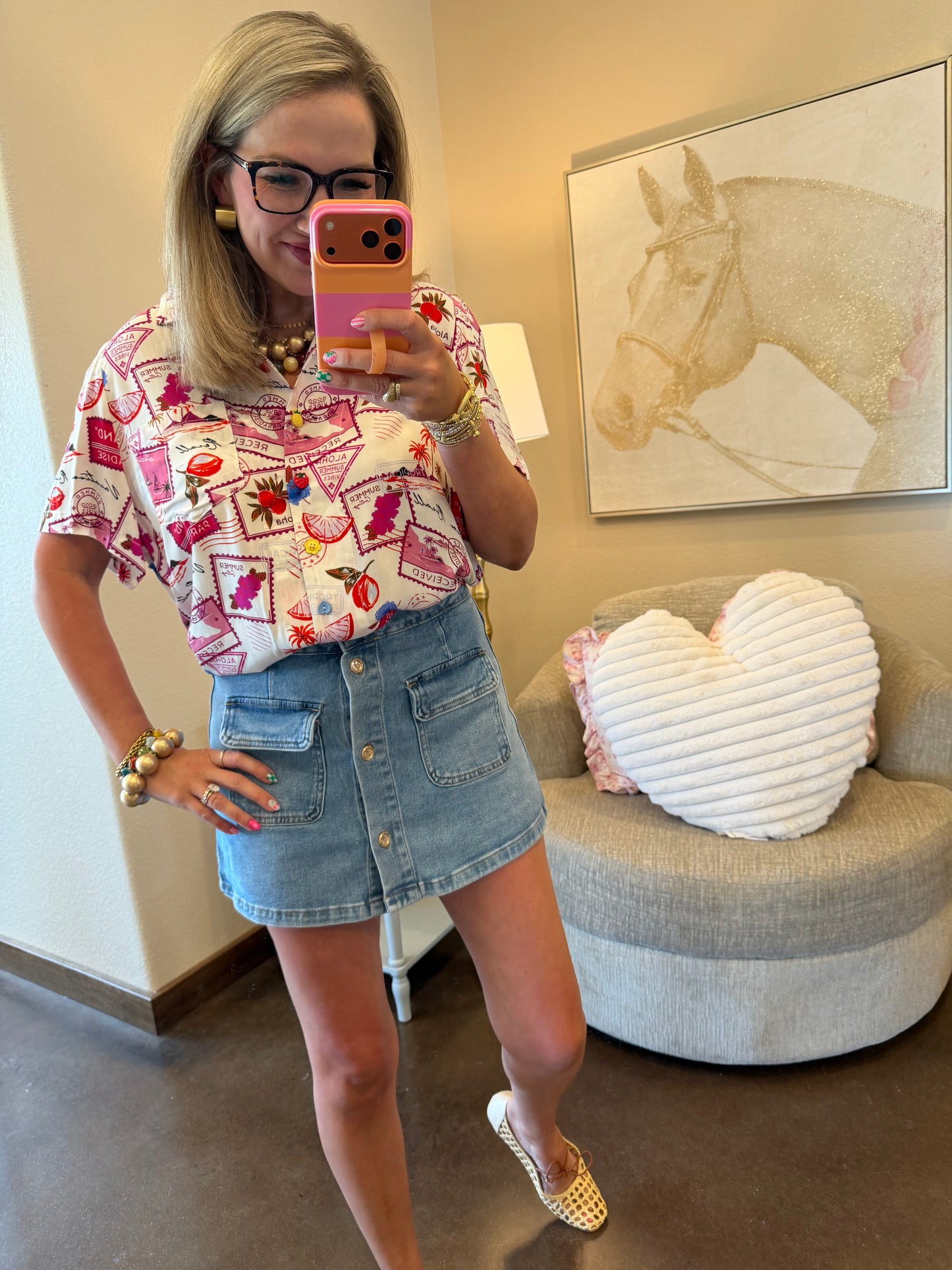 Bayeas Medium Gold Button Up Skort