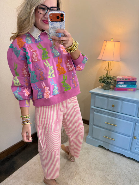 Queen of Sparkles Purple Multi Easter Bunny Sweatshirt