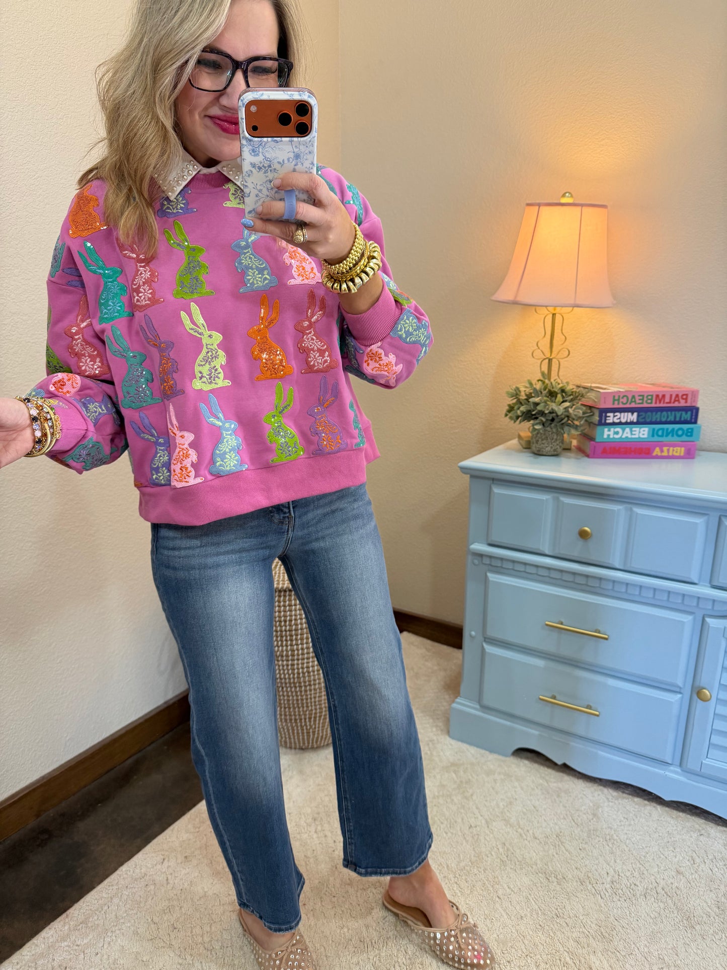 Queen of Sparkles Purple Multi Easter Bunny Sweatshirt