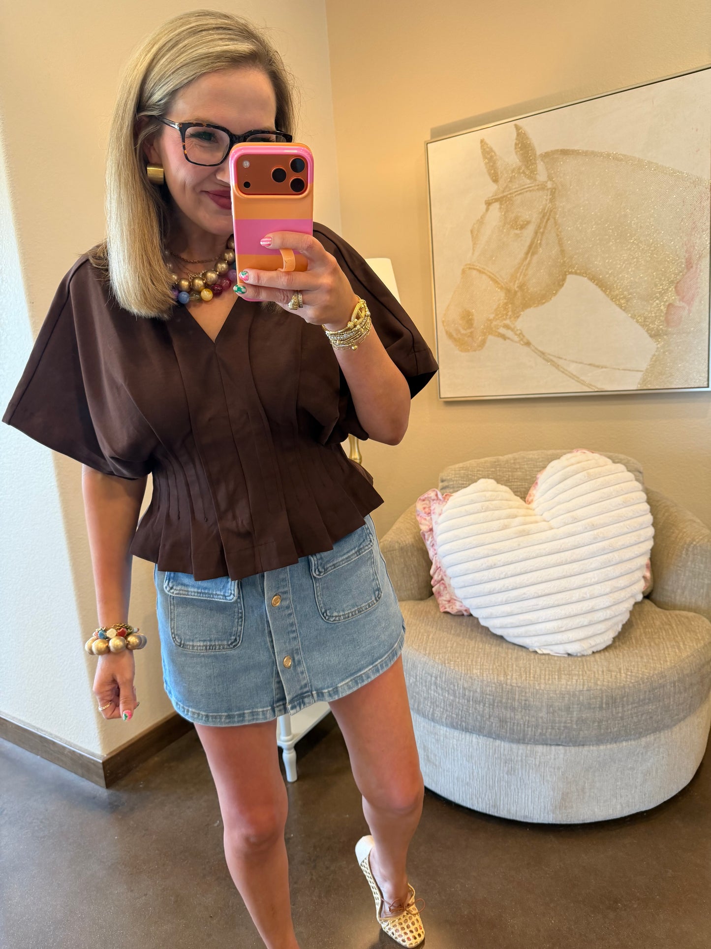 Espresso Pleated Waist Top