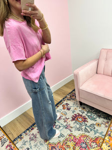 Acid Washed Cropped Tee (3 colors!!)