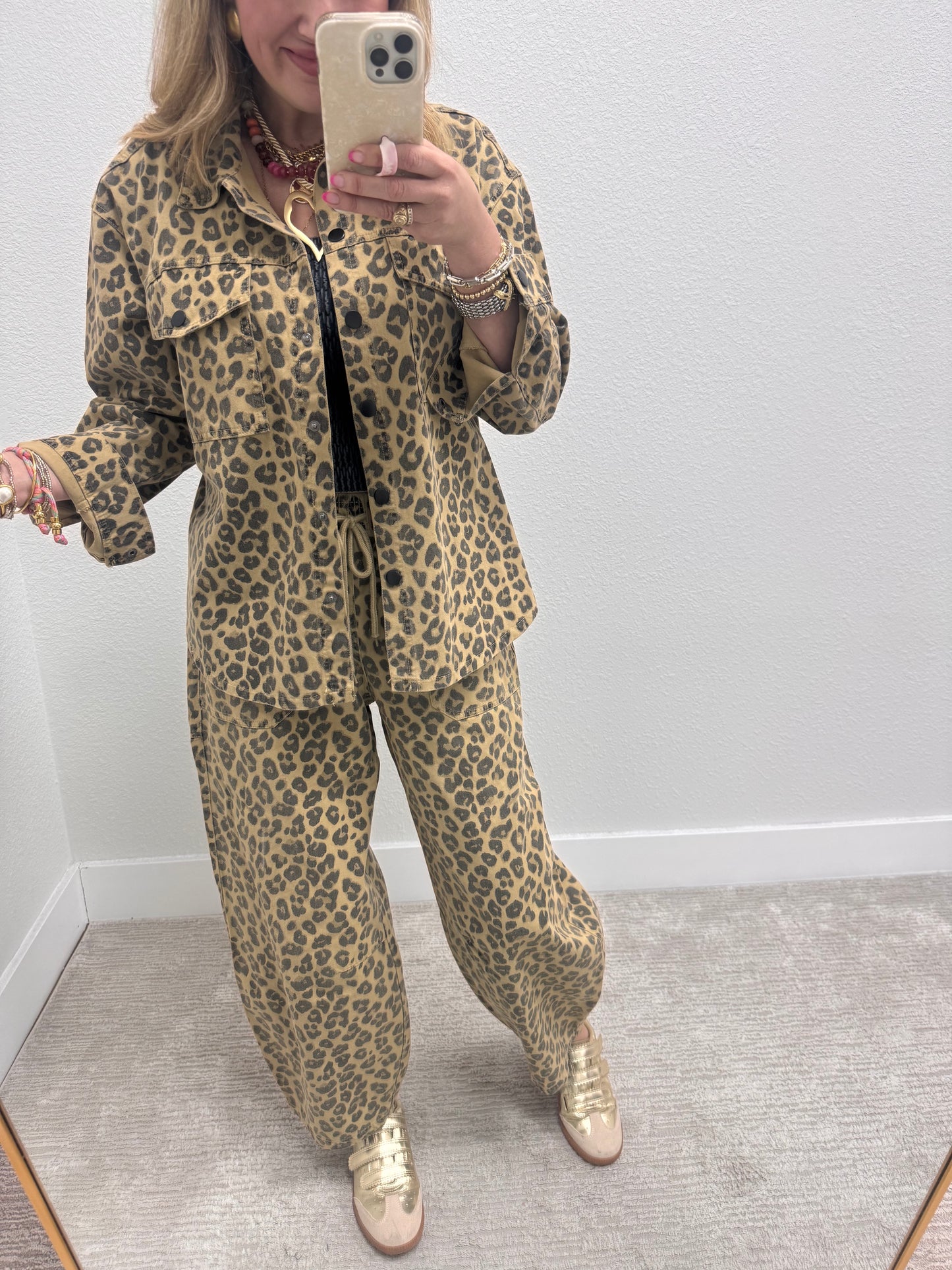 Leopard Denim Jogger Pants
