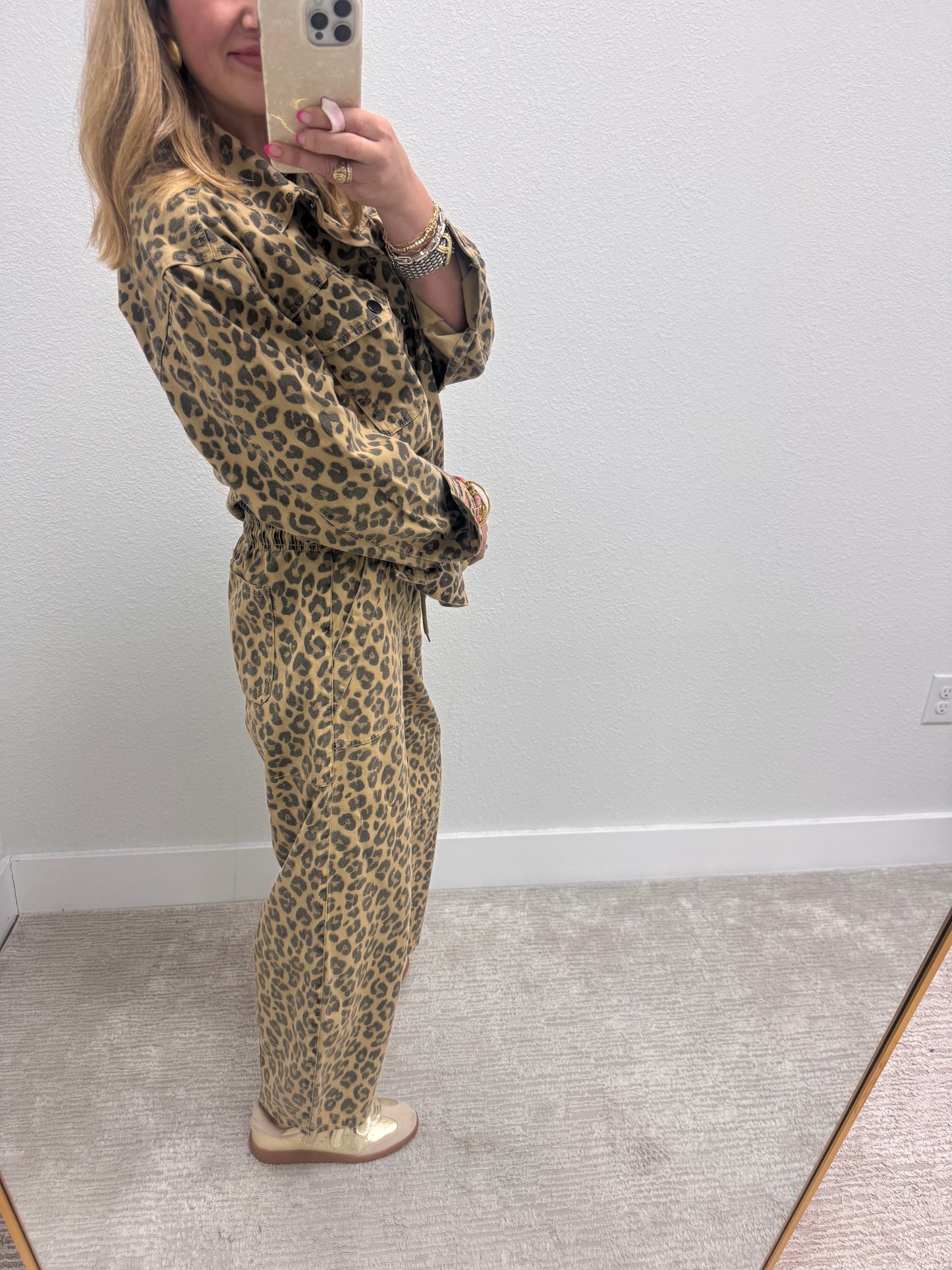 Leopard Denim Jogger Pants
