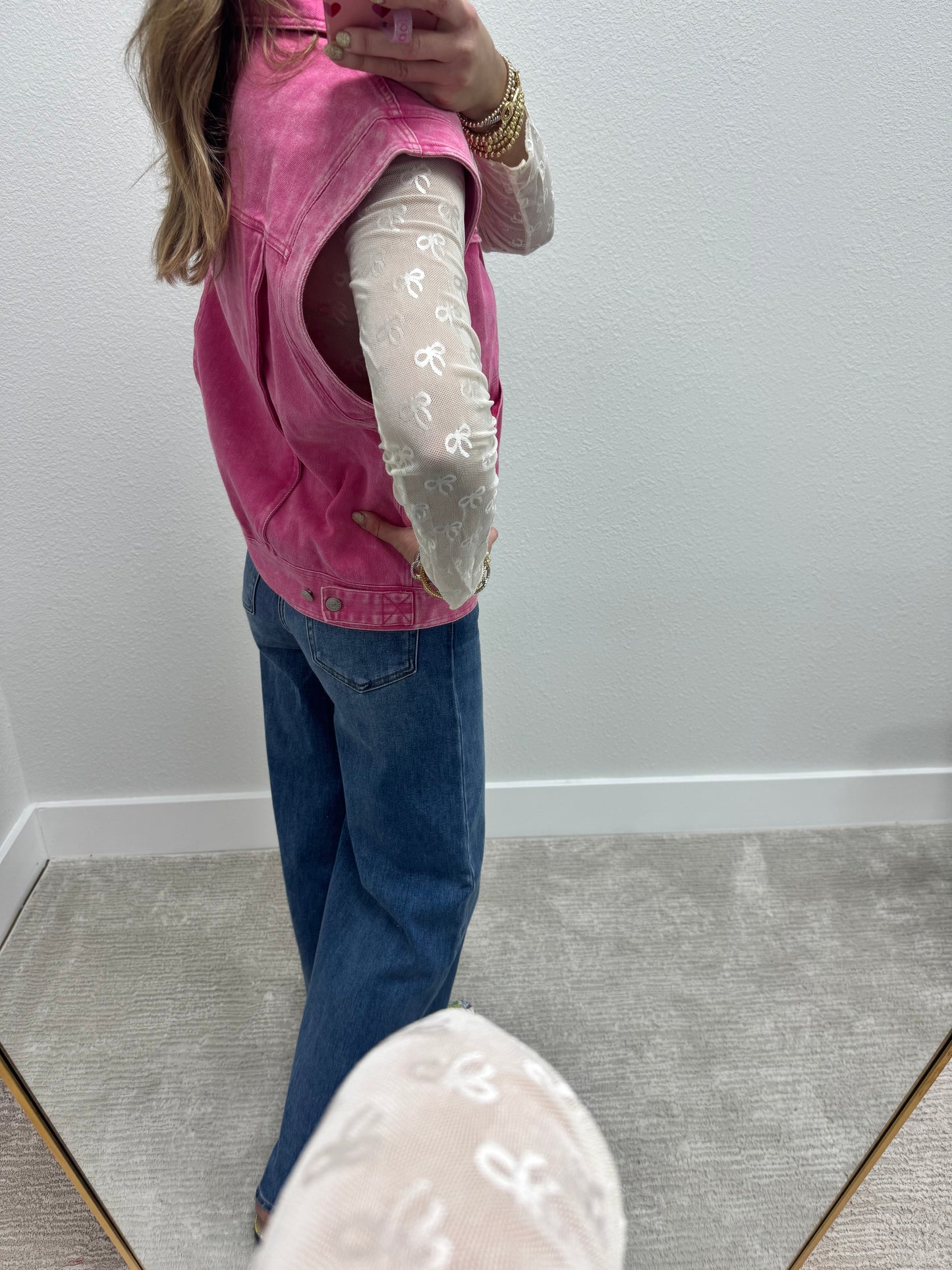 Pink Denim Vest