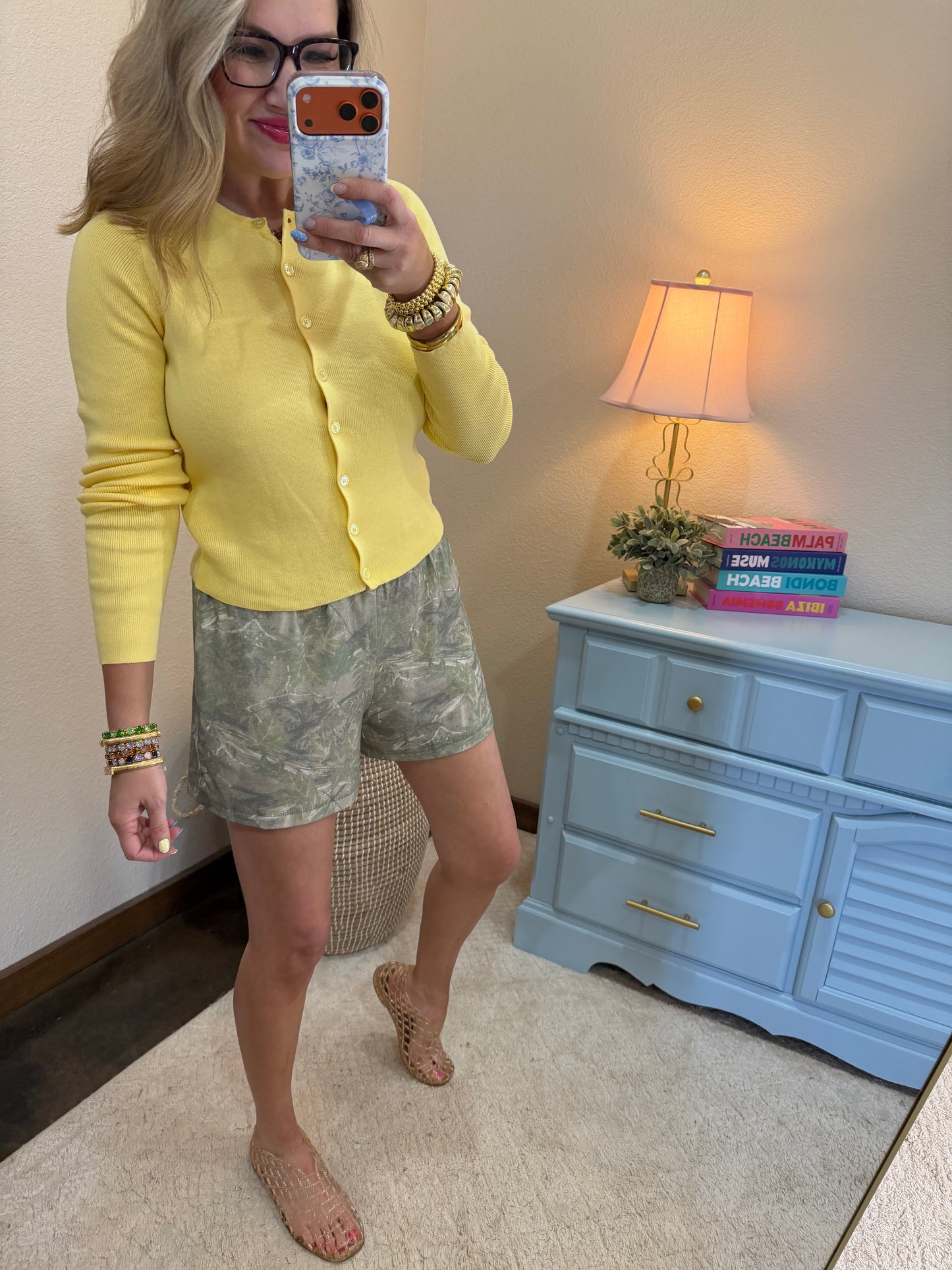 Pale Yellow Ribbed Button-up Cardigan