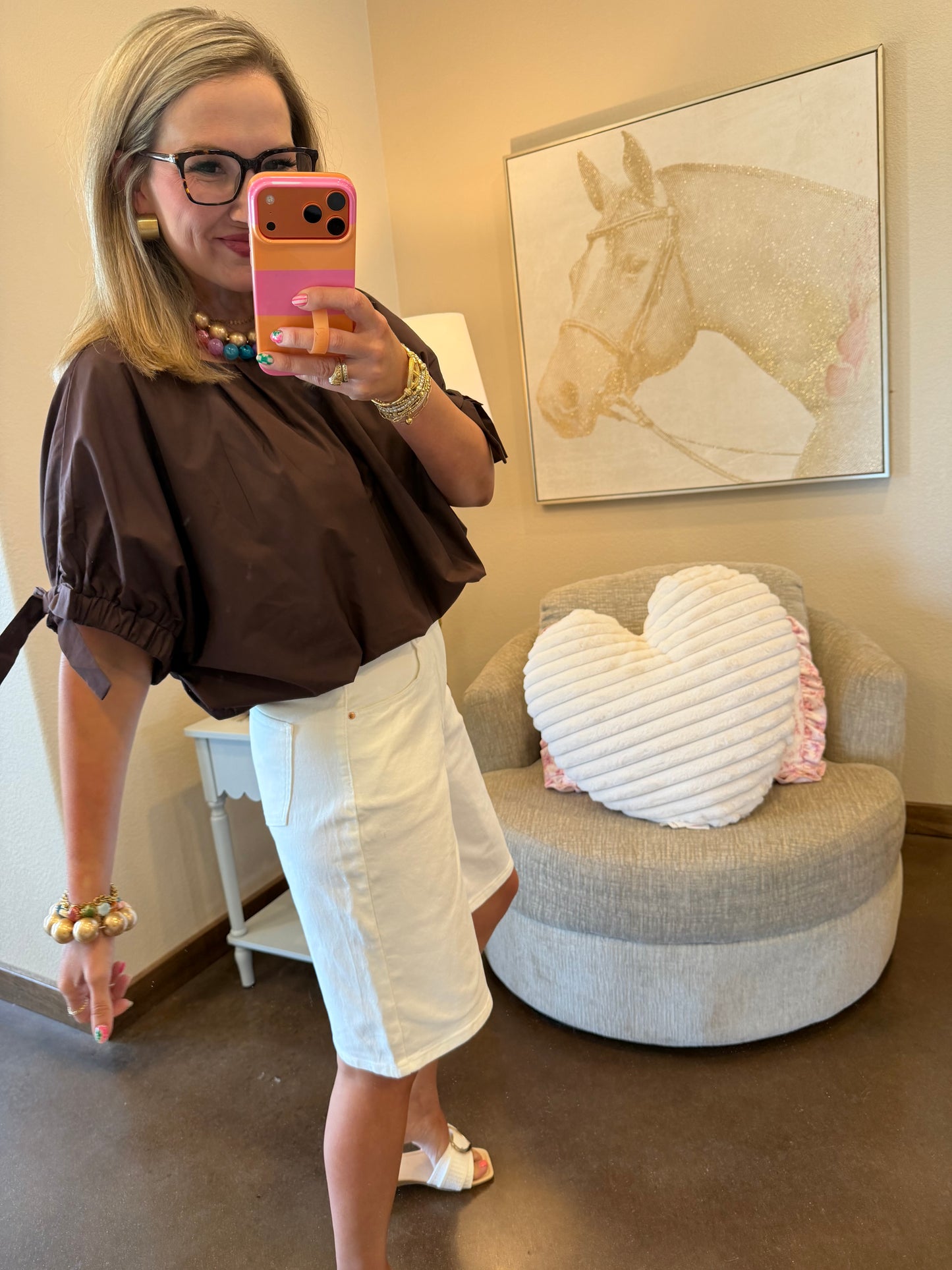 White Wash Flare Denim Shorts