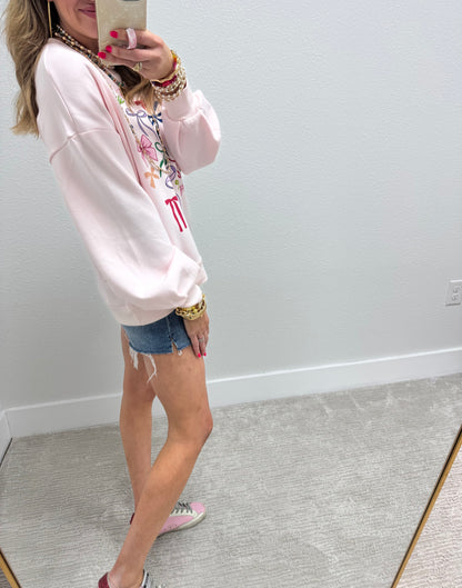 Scuba Material Bow Print Pullover