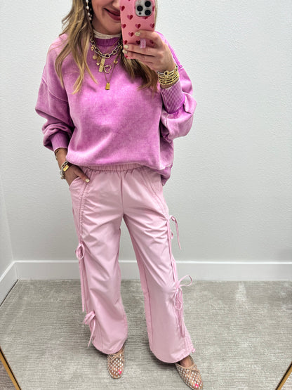Pink Bow Parachute Pants FS