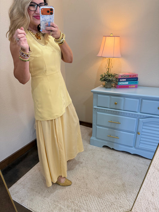 Butter Yellow Layered Look Dress