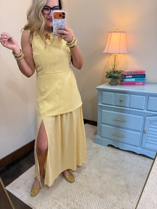 Butter Yellow Layered Look Dress