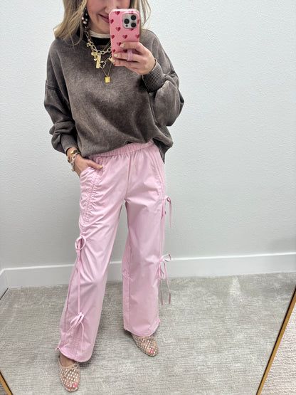 Pink Bow Parachute Pants FS